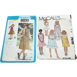 Simplicity McCalls Sewing Patterns Girls Size 7 8 Dress Vest Skirt Blouse 1980s
